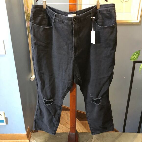 NWT Good American 'Good Curve' Ripped Crop Skinny Jeans in Black size 24 - Picture 2 of 7